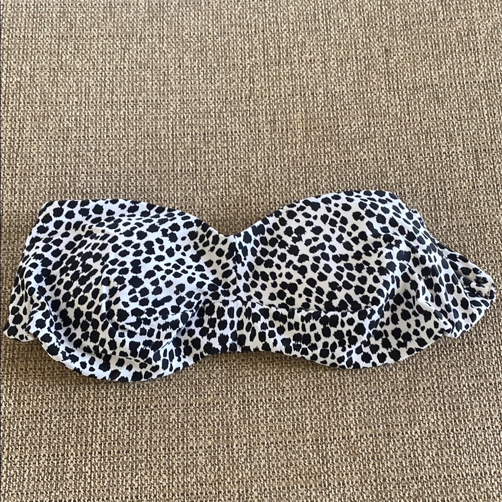 Old Navy Black and White Polka Dot Strapless Bikini Top Sz Small